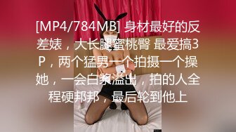 [MP4/784MB] 身材最好的反差婊，大长腿蜜桃臀 最爱搞3P，两个猛男一个拍摄一个操她，一会白浆溢出，拍的人全程硬邦邦，最后轮到他上