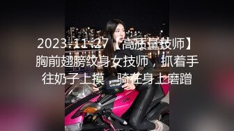 2023-11-27【高质量技师】胸前翅膀纹身女技师，抓着手往奶子上摸，骑在身上磨蹭