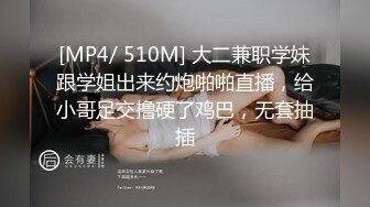 [MP4/ 510M] 大二兼职学妹跟学姐出来约炮啪啪直播，给小哥足交撸硬了鸡巴，无套抽插