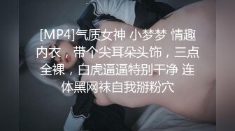 [MP4]气质女神 小梦梦 情趣内衣，带个尖耳朵头饰，三点全裸，白虎逼逼特别干净 连体黑网袜自我掰粉穴