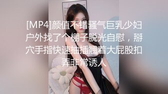 [MP4]颜值不错骚气巨乳少妇户外找了个棚子脱光自慰，掰穴手指快速抽插翘着大屁股扣弄非常诱人